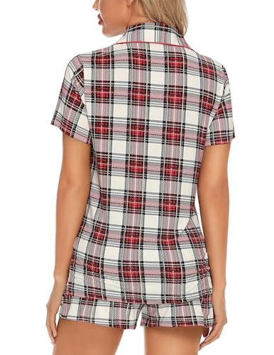 Image of Pjmlifecoco Women's Modal Pajama Set Short Sleeve Button Down Two Piece Soft Sleepwear with Shorts Loungewear S-XXL