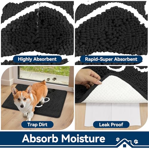 Bcoimo Super Absorbent Dog Door Mat, 30"*20" Anti Slip Mat for Muddy Paws | Pet Rugs for Dirty Paws Washable that Absorbs Moisture and Dirt, for Dog Cage and Pet Resting Carpet - image 4