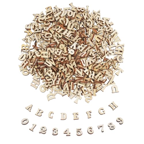 DLUSZERT 420Pcs Wooden Letters and Wooden Numbers, 15MM Smal