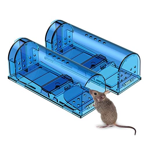 Humane Mouse Trap Reusable! [2-Pack] - Catch and Release No-Kill Rodent Traps for Indoors & Outdoors - Safe for Children & Pets - Reusable Mouse Catcher for Kitchen, Pantry & Garage Blinc (Blue)