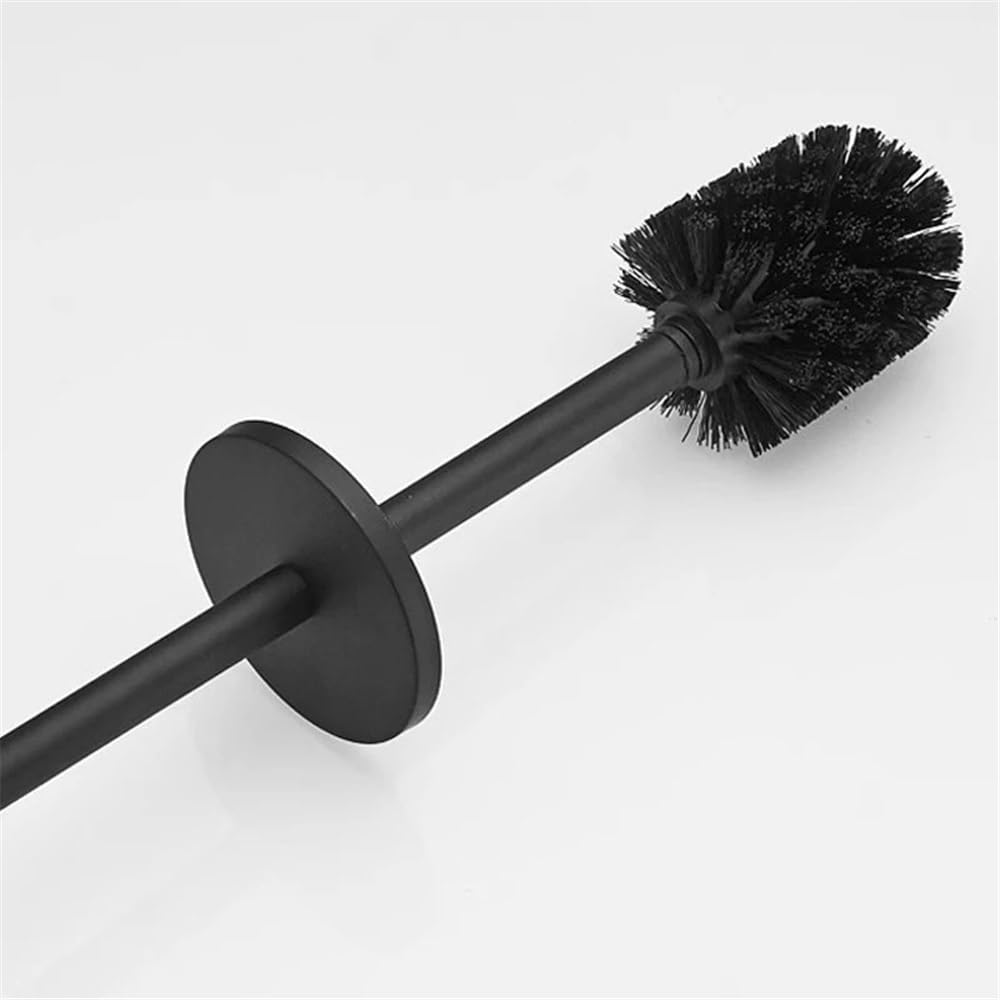 Escobillas de Baño Portaescobillas de baño aleación Aluminio pie, sin ángulo Muerto, Herramientas Escobilla WC(Negro)