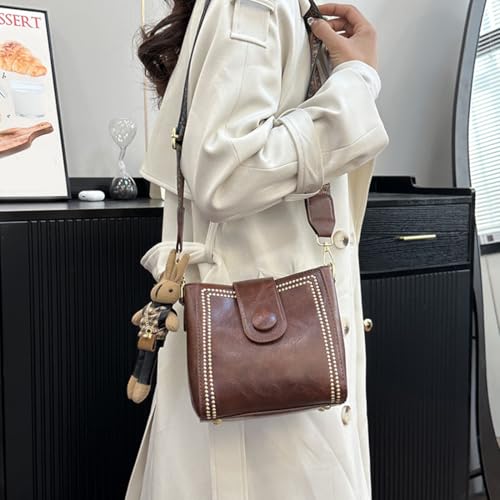Vintage Fashion Bag with Adjustable Wider Shoulder Strap,Women's Vintage Bucket Bags,Retro Water Bucket Shoulder Bag4