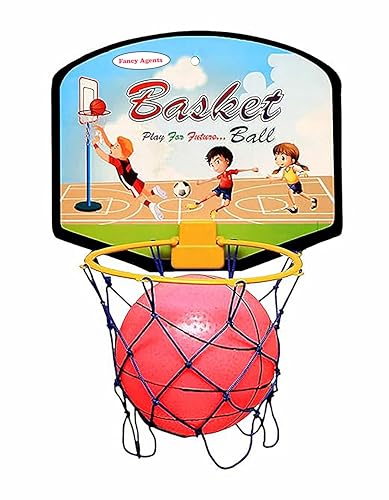 Image of Basket Ball for Kids for Boys /Girls| Premium Basketball|Basketball Portable Set with Hanging Board, Ring Net for Indoor and Outdoor Games| Birthday & Return Gift Set Standard