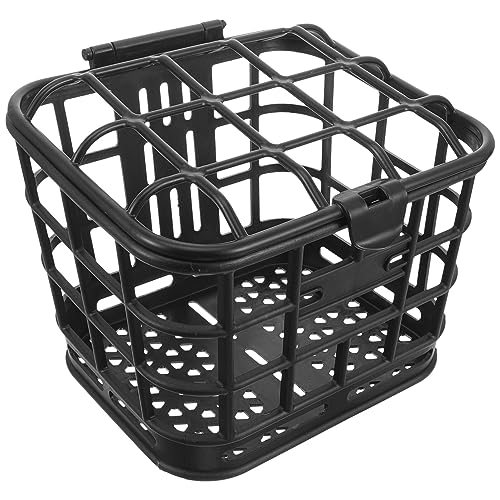 Kisangel プラスチック 自転車 カゴ 蓋付き フロント ハンドルバー カゴ 自転車 リア 収納 カゴ 乗車用 ホルダー アクセサリー 自転車用 バイク フロント ハンドルバー