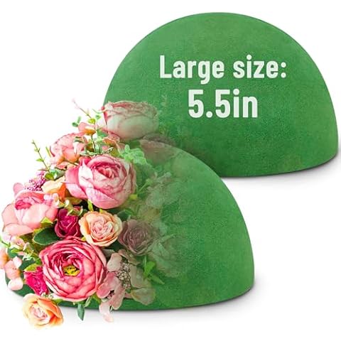 Max Shape Floral Foam Half Ball 5.5" for Floral Arrangements, Round Floral Foam Half Balls Green, Wet Floral Foam for Artificial Flowers (1) Cover