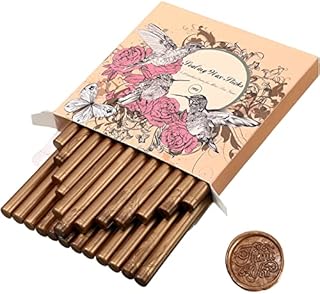 Containlol 24 Pieces Glue Gun Sealing Wax Sticks for Wax Seal, Mini Envelope Glue Gun Sealing Wax for Wedding Invitations, Cards Envelopes, Snail Mails, Wine Packages(Bronze)