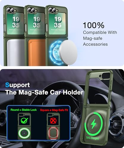 Image of NO.1 Magnetic for Samsung Galaxy Z Flip 6 Case Compatible with MagSafe [Military Grade Drop Tested][Translucent Matte][Anti-Fingerprint] Soft Silicone Bumper for Samsung Flip 6 Case Slim, Green