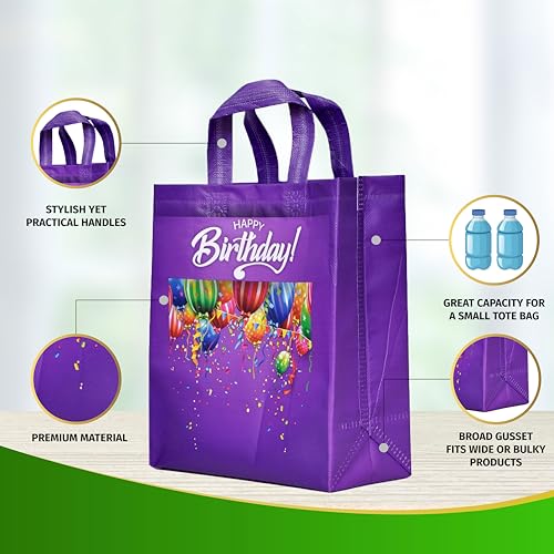 Image of Go Packy Happy Birthday Gift Bags - Best Birthday Return Gifts Reusable Non-Woven (30)