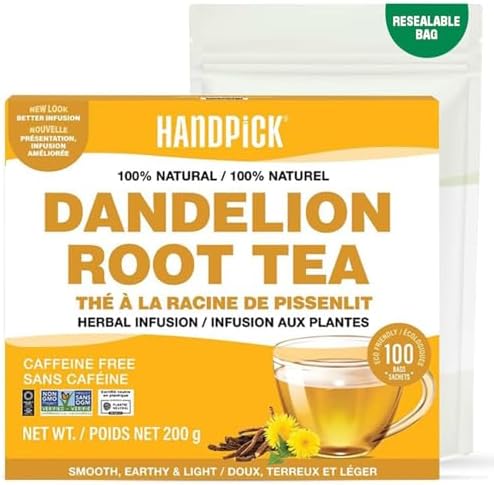 HANDPICK, Dandelion Root & Leaf Tea Bags (100 Herbal Tea Bags) Ca...