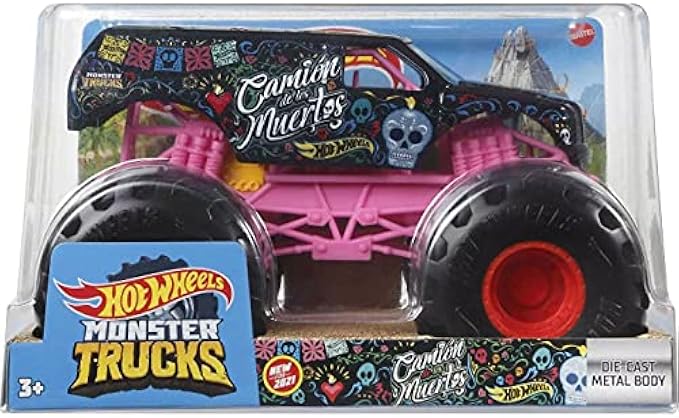 Hot Wheels Monster Trucks Camion De Los Muertos, 1:24 Scale die cast