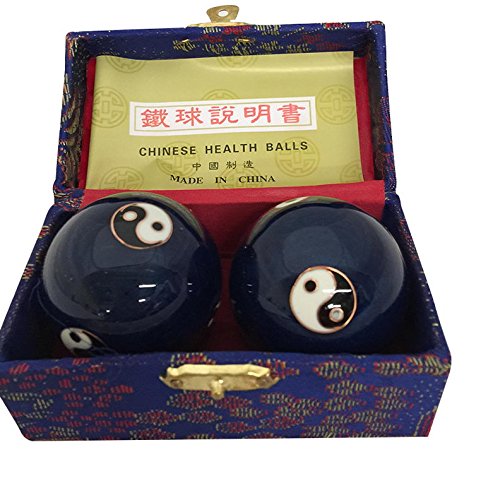 THY ARTS Baoding Balls Chinese Health Massage Exercise Stress Balls -Blue Yinyang #3