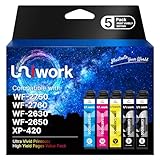 Uniwork Remanufactured Ink Cartridge Replacement for Epson 220 Ink Cartridge Compatible with WF-2750 WF-2760 WF-2630 WF-2650 WF-2660 XP-320 XP-420 Printer (2 Black 1 Cyan 1 Magenta 1 Yellow, 5 Pack)
