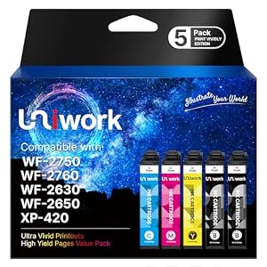 Uniwork T220 220XL Cartucho de tinta, Cartucho de tinta remanufacturado 220XL de reemplazo para Epson 220 XL 220XL T220XL uso para impresoras Workforce WF-2750 WF-2760 WF-2630 WF-2650 WF-2660 XP-320