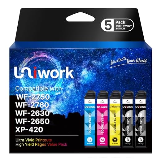 Uniwork Remanufactured Ink Cartridge Replacement for Epson 220 XL 220XL T220XL use for WorkForce WF-2750 WF-2760 WF-2630 WF-2650 WF-2660 XP-320 XP-420 Printer Tray (2 Black 1 Cyan 1 Magenta 1 Yellow)