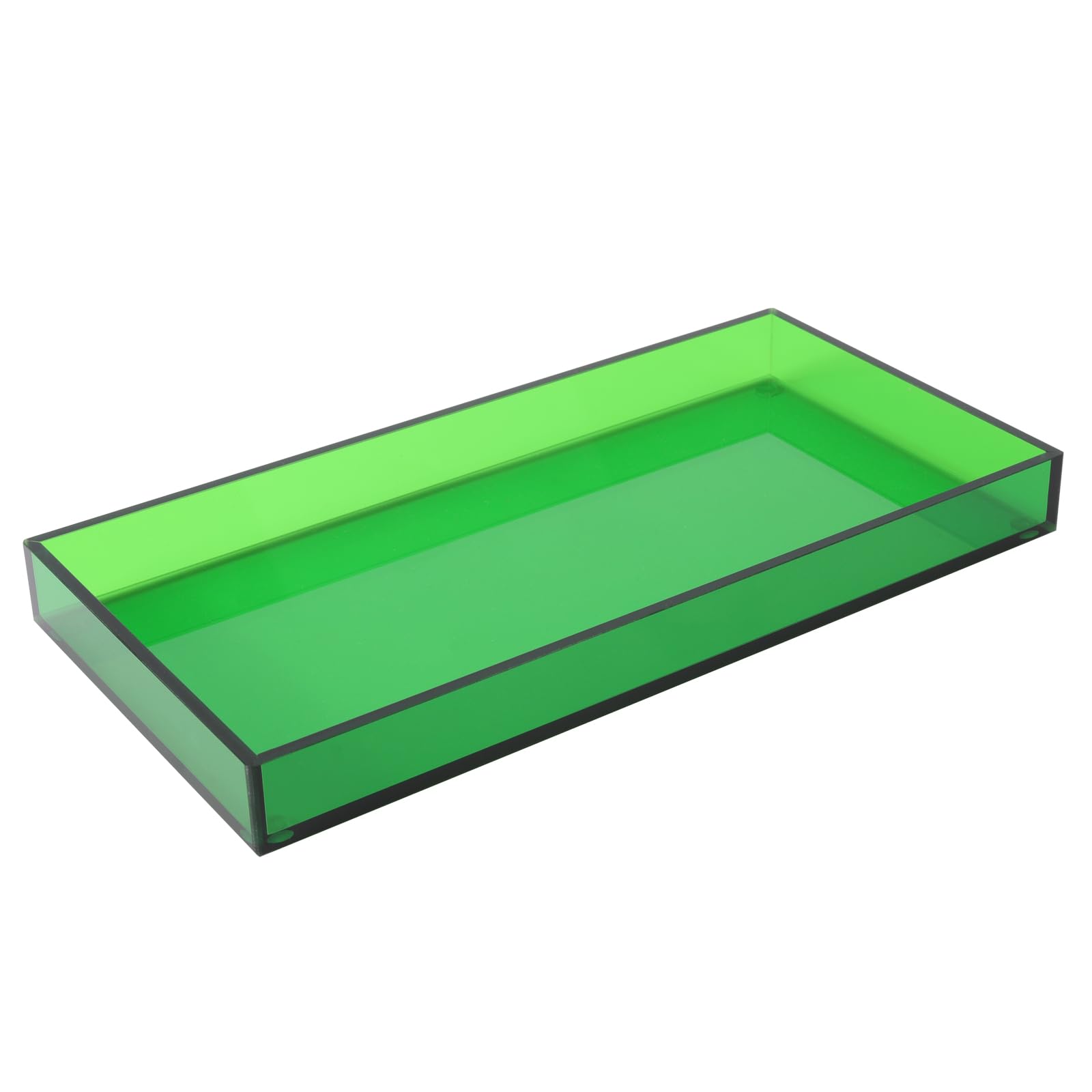 Mutellstory Acrylic Vanity Tray Decorative Bathroom Tray Perfume Jewelry Makeup Tray for Dresser Tops Small Desk Organizer Candle Sink Tray for Counter, Emerald Green