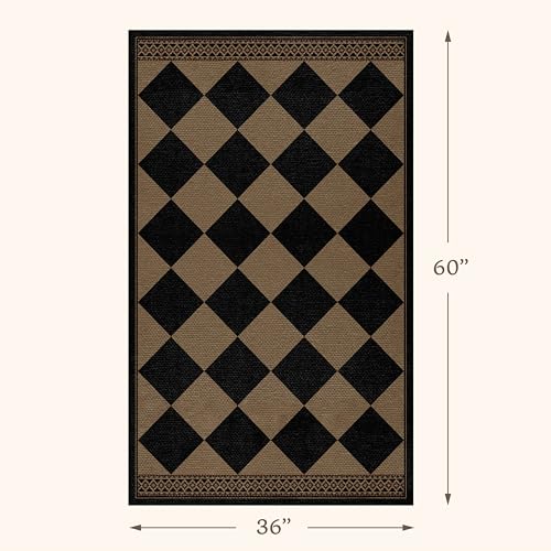 Tapete Evyhood 3x5 pies Marrón y Negro miniatura 2