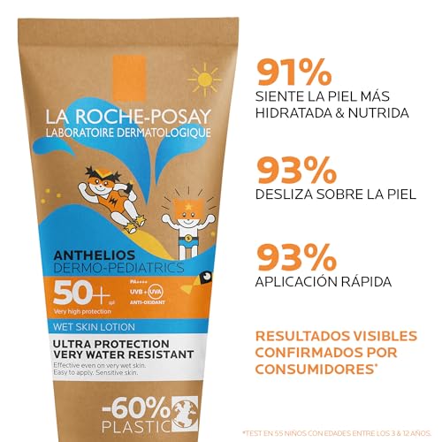 La Roche Posay Protector Solar para Niños, Leche Corporal en Tubo de Cartón, Apto para Piel Mojada, Fotoprotección SPF50+, Anthelios Dermo-Pediatría, 200 ml - imagen 4