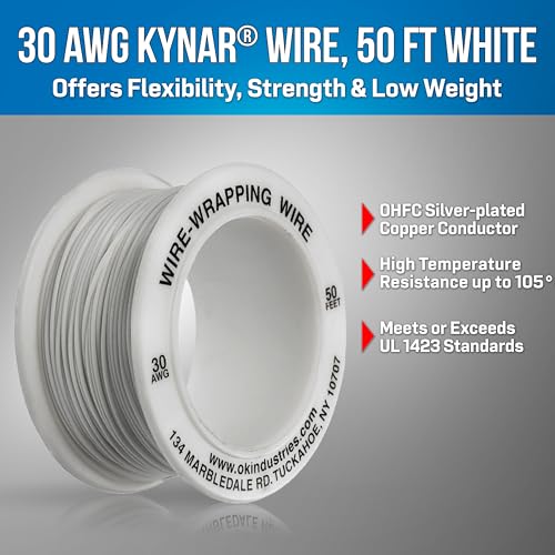 Fil Kynar 30 AWG blanc Jonard isolant haute résistance 50ft