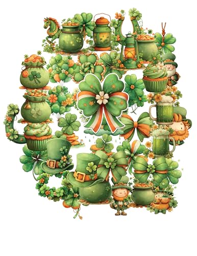 36 Handmade St Patricks Day Paddy Stickers Glossy Stickers for Journals, Scrapbooks, Laptops & Crafts