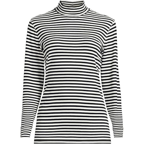 Image of Lands' End Women's Relaxed Cotton Long Sleeve Mock Turtleneck Shirt