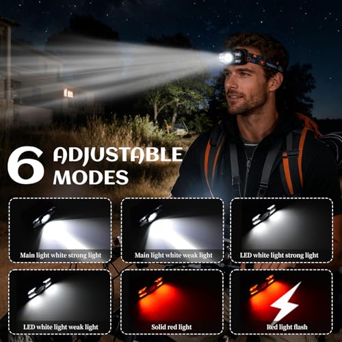 Faros delanteros recargables USB-C de 2000 lúmenes sensor de movimiento contra lluvia 4