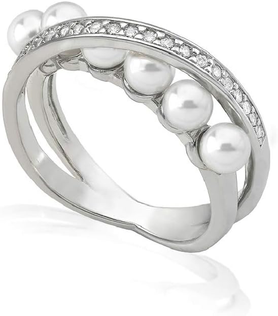 Majorica 16047.01.2.913.010.1 Women's Ring Silver Pearls Size 13