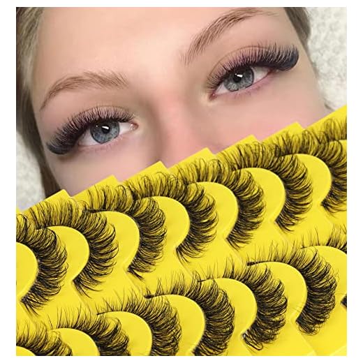 False Eyelashes Russian Strip Lashes D Curl Wispy Natural Look Faux Mink Lashes Like Eyelash Extension Fluffy zanlufly Transparent Band Cat Eye Fake Eyelashes Pack