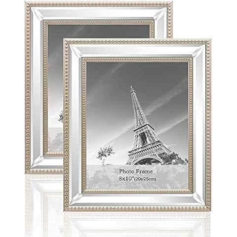 Meetart 8x10 2 Pack Mirror Photo Frames Sets for Wall Pictures Decor or Table Stand Cover