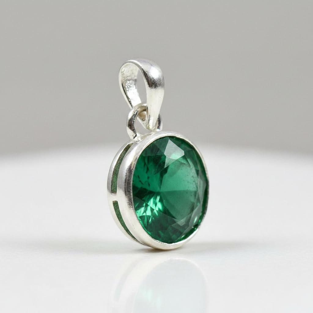 Smaragd Anhänger 6 Karat natürlicher ovaler Edelstein 925 Sterling Silber