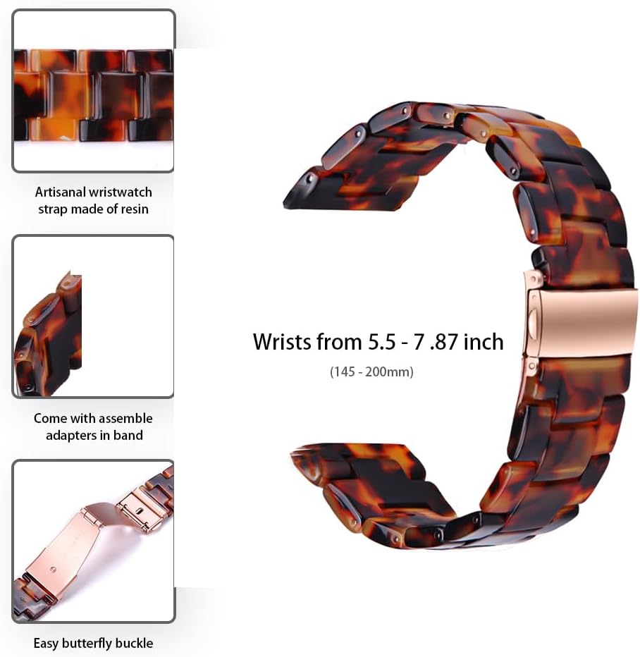 22mm Resin Replacement Band Compatible with Forerunner 265/255/Vivoactive 4/Venu 3/Venu 2 Smart Watch, Lightweight Comfortable Wrist Strap with Premium Stainless Steel Buckle image 4