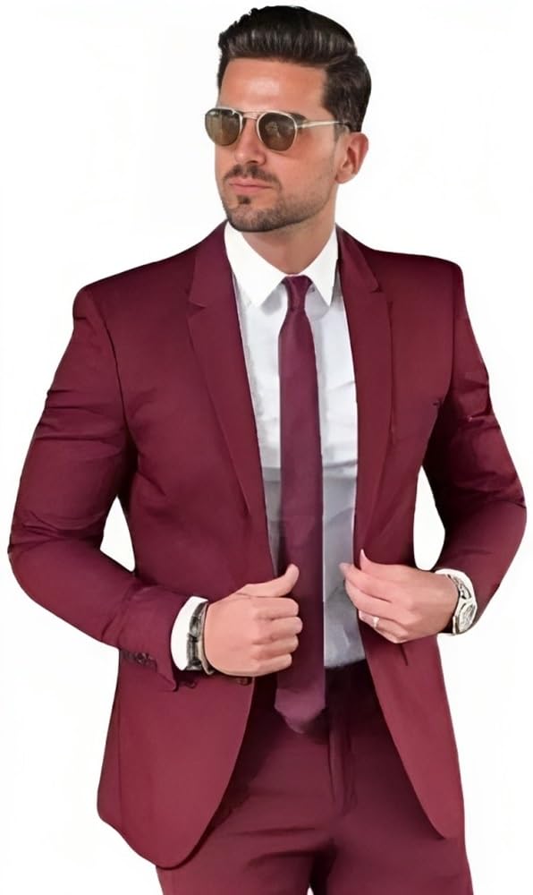 Men's Formal Maroon, Single Breasted Blazer, Business Casual Style