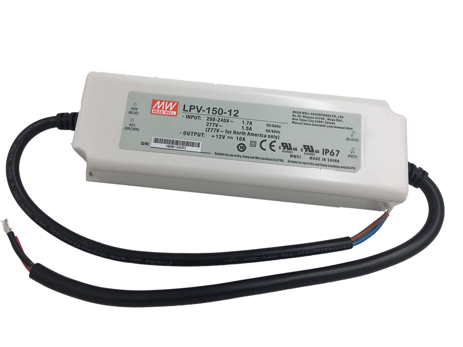 Taiwan meanwell LPV-150-12 120W 12V10A Power LED Waterproof Outdoor Lighting Lamp Voltage-picture-21