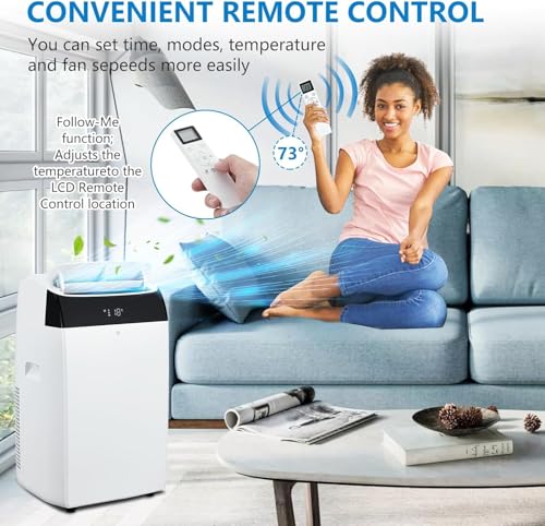 Image of 14,000 BTU Portable AC,3-in-1 Cooling /Dehumidifying /Circulation System for 750 Sq.Ft Spaces,3-Speed, Auto Oscillation & 24H Smart Climate Scheduler,Living Room, Office & Commercial Installations
