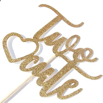 Image of Two Cute Cake Topper | 2nd Birthday Party Gold Glitter Cake-Decor | Second Birthday Photo Props | Party Decoration Supplies | Smash Cake Decoration | Heart Shape Two Cute Cake-Topper