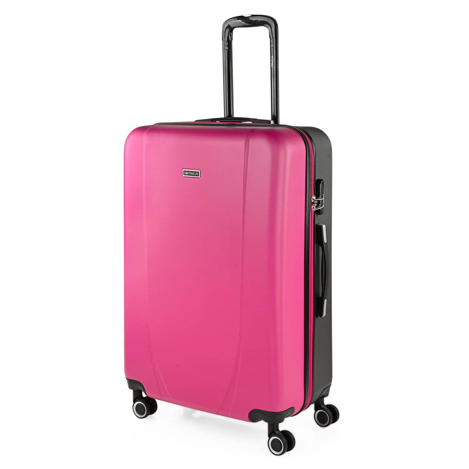 ITACA - Maletas Grandes De Viaje Rígidas Ligeras con 4 Doble Rueda 360° Maleta Grande 23 Kilos Alta Resistencia Maleta XL Duradera, Fucsia-​Antracita