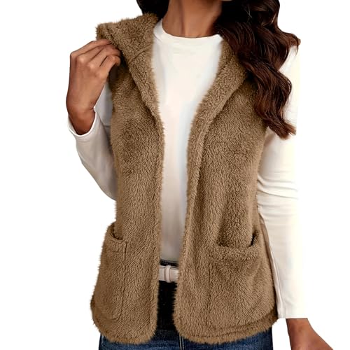 Sherpa Vest Womens Sleeveless Fleece Jacket Coat Open Front Fuzzy Vest Fall Winter Warm Clothes with Pockets2