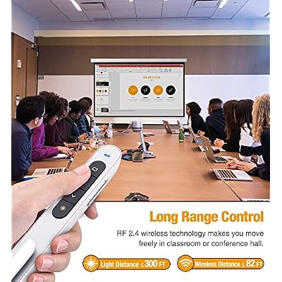 Wireless Presenter Remote, RF 2.4GHz USB Presentation Remote Control PowerPoint Presentation Clicker for Keynote/PPT/Mac/PC ... (White)