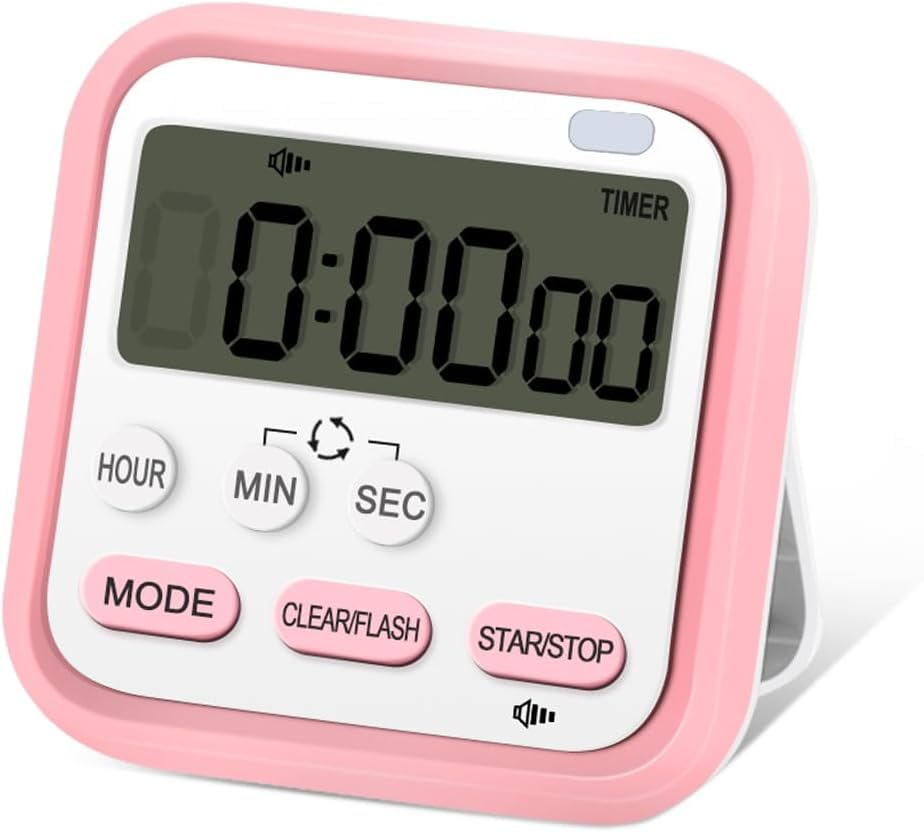 Image of Multipurpose Digital Kitchen Timer with Loud Alarm, LCD Display, Magnetic Back & Stand, Countdown Stopwatch for Cooking, Study & Baking - Multicolor