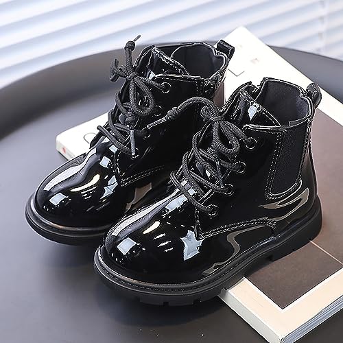 IWIHMIV Girls Ankle Boots Kids Lace Up Leather Boots Comfortable Booties for Toddler Little Kid Kids Winter Shoes2