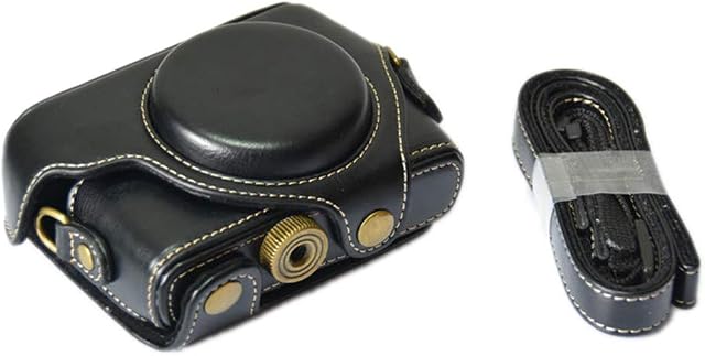 PU Leather Camera Bag Case Cover For Sony RX100 RX100II RX100III RX100VI RX100VII RX100VIII M3 M5 DSC-RX100 III RX100M3 With Shoulder Strap Camera Bags (Black)