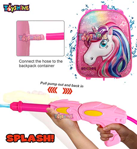 Image of Toyshine Holi Water Toy Gun with Pressure Mechanism for Long Throw, Back Holding Tank, Back Holding Tank, 5.0 L, Unicorn Pink