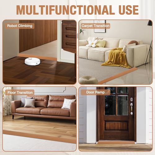 Floor Transition Strip Self Adhesive Vinyl Door Threshold for Doorways Carpet Edging Trim Overlap Edge Reducer for Laminate Floor, Carpet, Tile (Yellow Oak Grain, 3/5" to 4/5", 10Ft) by Heonay - Image 6