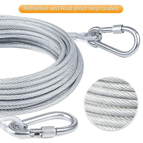 Image of VIVITO Heavy-Duty Stainless Steel Clothesline with Carabiner Hooks | Rust-Proof Thick Laundry Drying Rope | Extra-Strong Clothes Line for Balcony, Camping, Dorm & Home Use (20 Meter- Pack of 1)