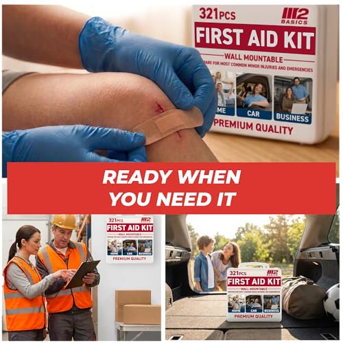 Image of M2 BASICS 321 Piece Premium First Aid Kit, w /Hard Case for Home, Business (Pack of 2)