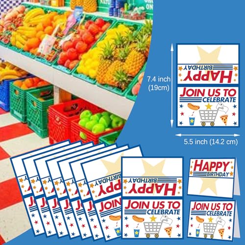 Image of HOMEZZO Supermarket Birthday Party Decorations - Supermarket Grocery Themed Hanging Banner and Tent Cards for Birthday Food Party