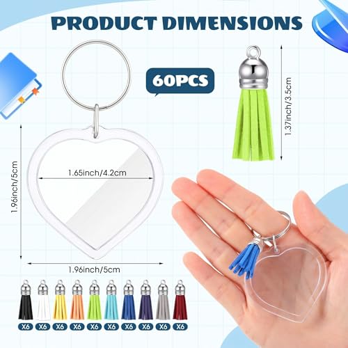 Image of Yaomiao Acrylic Photo Keychain with Tassel Clear Blank Custom Keychain Frame Holder Insert Picture Keyring Making Kit