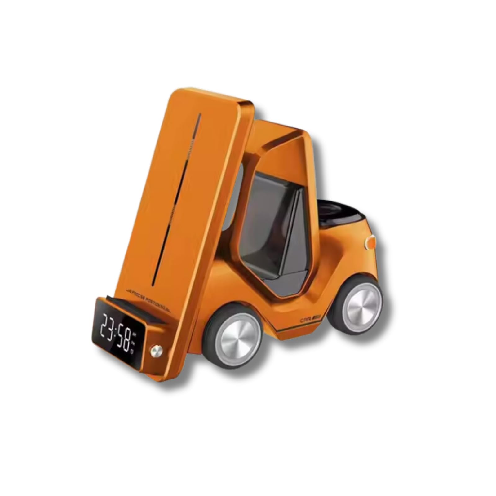 Kabellose Ladestation, kabelloses Laden, Android, Handy, Uhr, Kopfhörer, Multifunktionsuhr, Alarm, Licht, Halterung, Digitalanzeige, automatische Einstellung, Orange