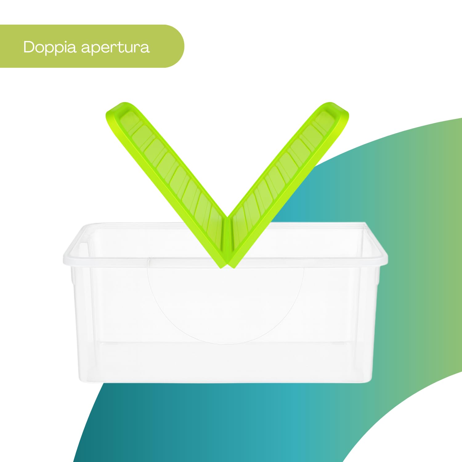 PALUPLUS 3 Contenitori Portabiancheria, misura 57x39x25,7 cm e capacità 41,5 Lt, Box Trasparente con Coperchio Pieghevole, Organizer salvaspazio per Scarpe, Vestiti, Giocattoli -1293C -4,5 (Verde)