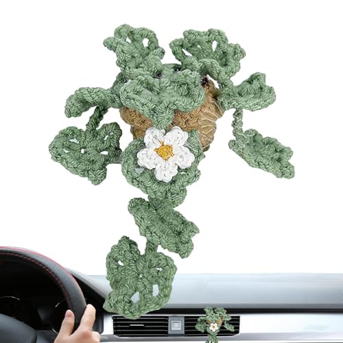 車のベントクリップ、かぎ針編みの植物の車のベントクリップ | 鉢植え芳香剤ベントクリップ - 車内装飾チャーム、エアコン吹き出し口装飾