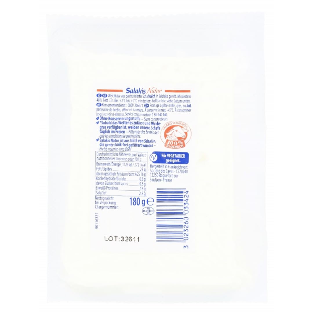 Saalakis Griechischer Käse Schafskäse Natur Käse 180 gramm, 4er